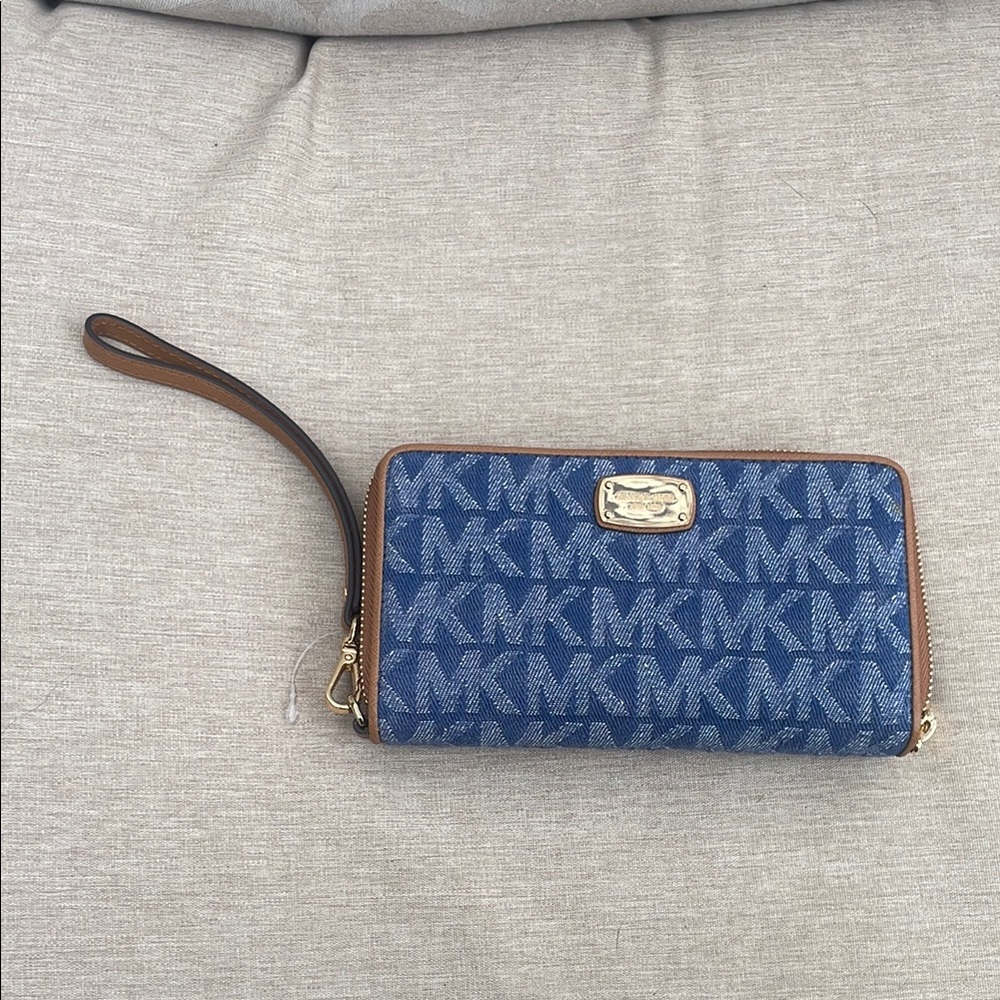 Michael Kors Denim Blue Monogram Wristlet